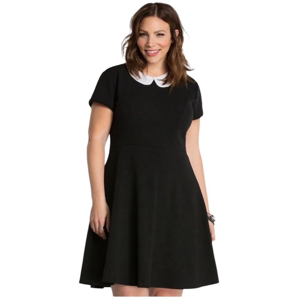 Torrid Black Dress White Peter Pan Collar 2x 18/20 plus size costume Wednesday - Picture 12 of 14